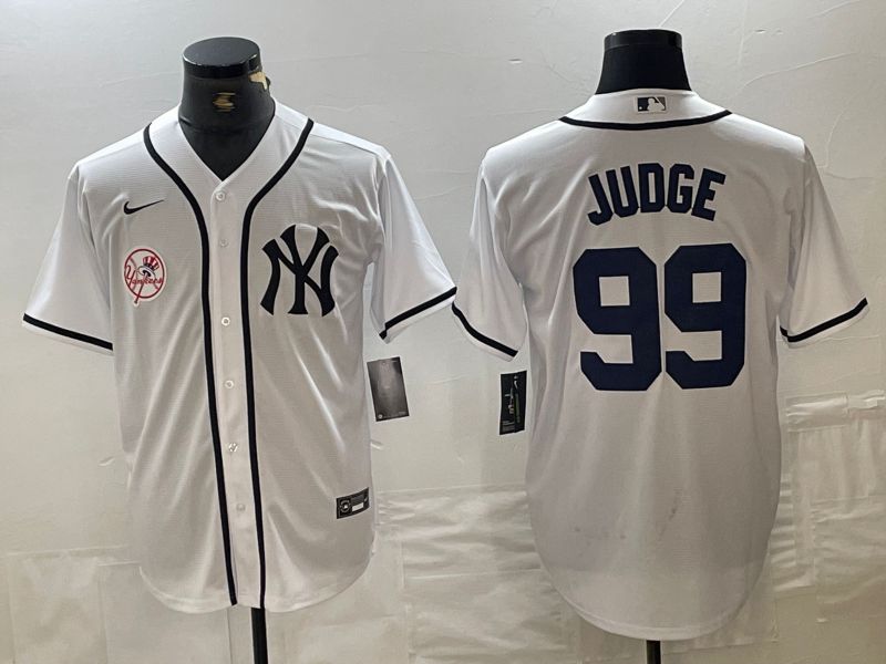 Men New York Yankees #99 Judge White Third generation joint name Nike 2024 MLB Jersey style 3